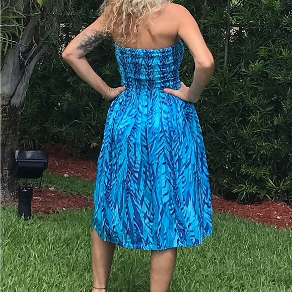 Cynthia Mehra Blue Bandeau Dress - Picture 4 of 5